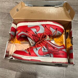 Nike Off-White Dunk Low Red and White Shoes